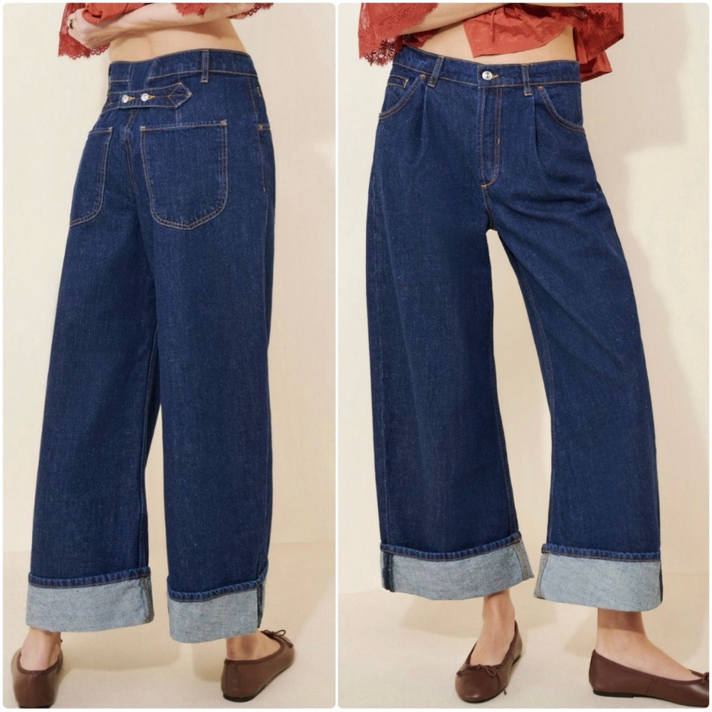 NWT Free People x We The Free Alia Cuffed High-Waist Wide-Leg Jean - Picture 8 of 11